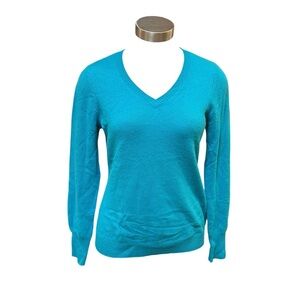 Enzo Mantovani Cashmere Sweater V-Neck Teal Blue Sz. M